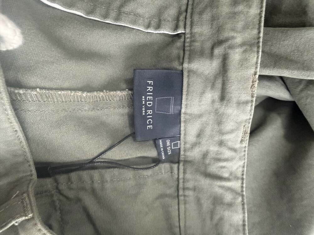 Fried Rice NYC Olive Green Wide-Leg Cargo Pants with Sashiko Stitching - Picture 6 of 6